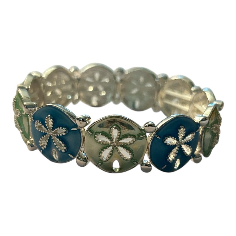 Blue and Silver Nautical Bracelet with Sand‎ Dollar Design